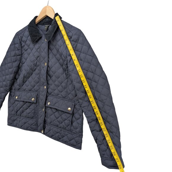 J.CREW Quilted Field Jacket Womens Navy Blue Full Zip Corduroy Collar Size M - Picture 8 of 10
